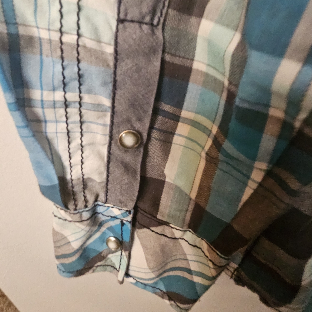 BKE Mens XL Button Up Pearl Snap Long Sleeved Shirt Standard Fit 46"Chest - Picture 6 of 9